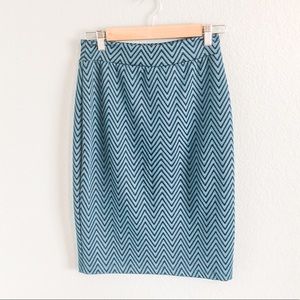 Blue Stretchy Zigzag Pencil skirt - Reneec